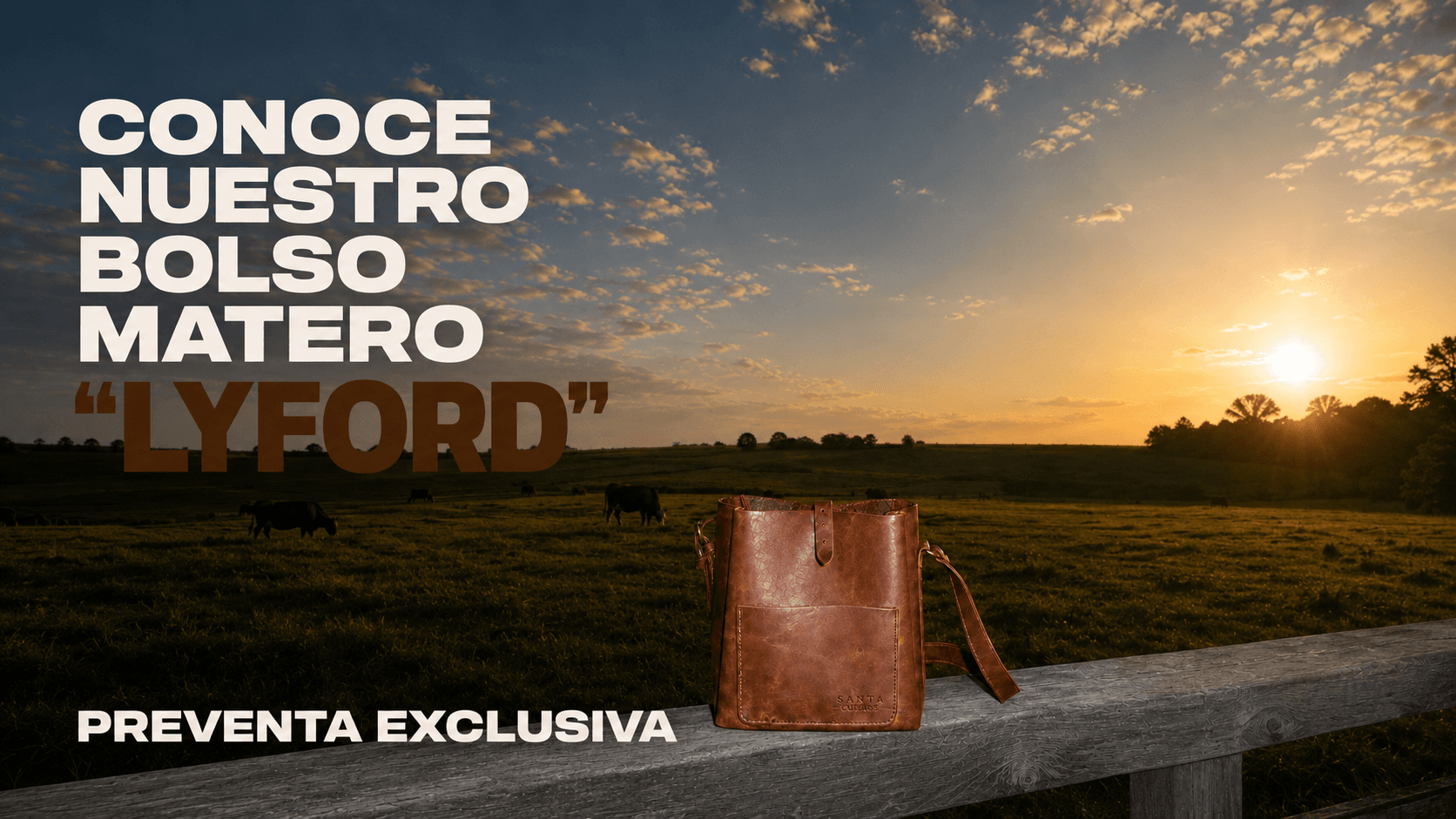 Bolso matero Lyford de Santa Cueros al atardecer en el campo — preventa exclusiva